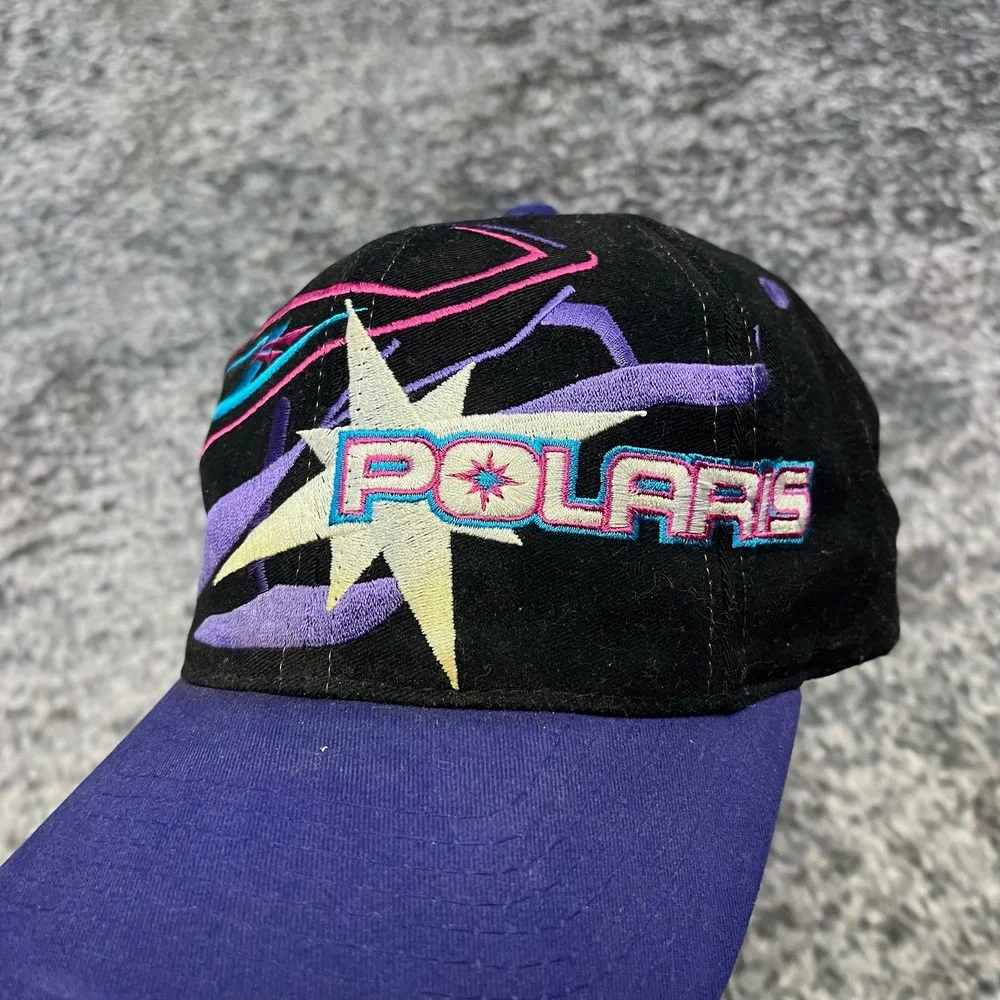 Vintage Team Polaris Racing Hat‎ Snap Back Black Purple Embroidered 90s